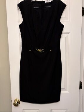 Calvin Klein Black Dress with Gold Accent